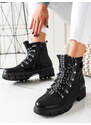 VINCEZA Klasické kotníčkové boty dámské černé na plochém podpatku