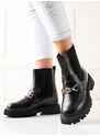 GROTO GOGO Klasické dámské černé kotníčkové boty na plochém podpatku