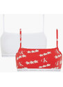 Dámská bralettka 2 pack 000QF6040E - W5H - Červená, Bílá - Calvin Klein