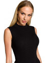 M697 High neck sleeveless bodysuit - black