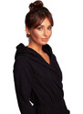 BeWear B245 Rozšířené šaty se zavinováním a kapucí - černé