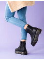 Zajímavé kotníčkové boty dámské černé bez podpatku