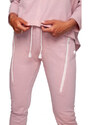 BE B240 Úzké pletené kalhoty s ozdobnými zipy - pudrové