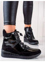 GROTO GOGO Komfortní dámské černé kotníčkové boty bez podpatku
