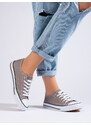 Luxusní šedo-stříbrné tenisky dámské bez podpatku