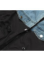 S'WEST Světle modro-černá volná džínová bunda z různých spojených materiálů (B9791-5001)