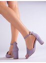 W. POTOCKI Designové dámské sandály fialové na širokém podpatku