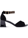 Trendy sandály dámské černé na širokém podpatku