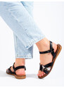 W. POTOCKI Exkluzívní dámské sandály černé bez podpatku