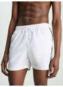 Pánské plavky Medium Drawstring Swim Shorts Logo Tape KM0KM00741YCD bílá - Calvin Klein