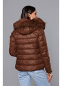 W COLLECTION Krátká hnědá dámská zimní bunda (YP-20129-106)