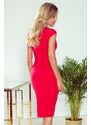 numoco TAMARA - Elegantní červené dámské midi šaty s páskem 301-2