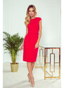 numoco TAMARA - Elegantní červené dámské midi šaty s páskem 301-2