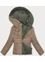 S'WEST Béžovo-khaki oboustranná krátká bunda s kapucí (B8181-101011)