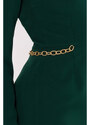 K178 Plášťové šaty s asymetrickým výstřihem - lahvově zelené