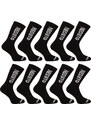 10PACK ponožky Nedeto vysoké černé (10NDTP001-brand)