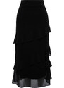 Trendyol Black Flounced Chiffon Fabric Midi Woven Skirt