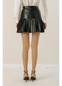 By Saygı Pleated Mini Leather Skirt