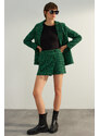 Trendyol Green Premium Lurex Tweed Fabric Woven Shorts Skirt