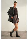 Trendyol Anthracite Premium High Quality Pleated Mini Length Woven Skirt