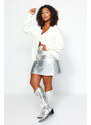Trendyol Curve Silver Metallic Mini Denim Skirt