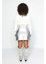 Trendyol Curve Silver Metallic Mini Denim Skirt