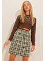 Trend Alaçatı Stili Women's Green Elastic Waist Cachet Mini Skirt