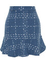 Trendyol Navy Blue Flounced Tweed Fabric Mini Woven Skirt