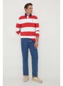Bavlněné tričko s dlouhým rukávem Polo Ralph Lauren červená barva