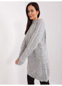 Fashionhunters Šedý oversize svetr s manžetami