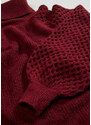bonprix Hrubě pletený svetr s copánkovým vzorem Červená