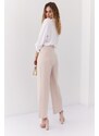 FASARDI Elegantní kalhoty s vysokým pasem ve světle béžové barvě