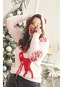 FASARDI Okouzlující vánoční svetr s ecru soby