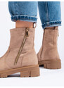 Beige suede ankle boots with Vinceza zipper detail