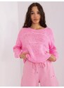 Fashionhunters Klasický růžový svetr volného střihu