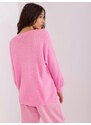 Fashionhunters Klasický růžový svetr volného střihu
