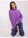 Fashionhunters Fialový dámský svetr s kabelkami a rolákem