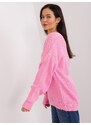 Fashionhunters Růžový klasický svetr s copánky