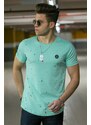 Madmext Spray Pattern Men's Turquoise T-Shirt 4505