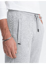 Ombre Clothing Pánské tepláky mrkvového střihu - šedý melír V3 OM-PASK-0166