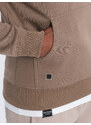 Ombre Clothing Pánská rozepínací mikina s kapucí - světle hnědá V8 OM-SSBN-0120