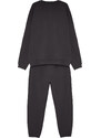 Trendyol Anthracite Men's Tracksuit Set Oversize/Wide Cut Text Printed with Fleece Inside