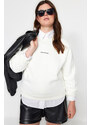 Trendyol Curve Thick Ecru, Fleece Inside, Embroidery Detailed Knitted Sweatshirt