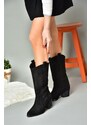 Fox Shoes R973934002 Women's Black Suede Low Heeled Boots