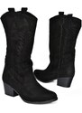 Fox Shoes R973934002 Women's Black Suede Low Heeled Boots