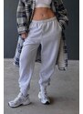 Madmext Mad Girls Gray Oversize Women's Tracksuit with Elastic Legs Mg324