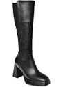 Fox Shoes R282230309 Women's Black Platform Chunky Heeled Boots with Elastic Back