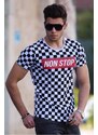 Madmext Checkerboard Print White T-Shirt 2621