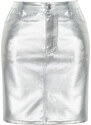 Trendyol Curve Silver Metallic Mini Denim Skirt