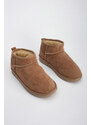 Marjin Women's Genuine Leather Daily Boots Inner Shearling Ankle Boots Mini Size Rolene Tan Suede.